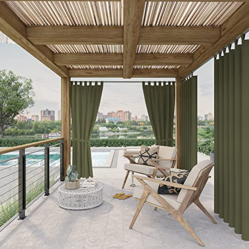 chilly pilley Rideaux Extérieur Hydrofuge pour Balcon Terrasse Et Jardin Brise-Vue Rideau Extérieur Protection Solaire Coupe-Vent (1,5x2m, Vert Foncé)
