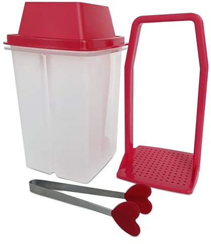Mwnxia Chilero Pickle Storage Box with Strainer and Tongs - Red