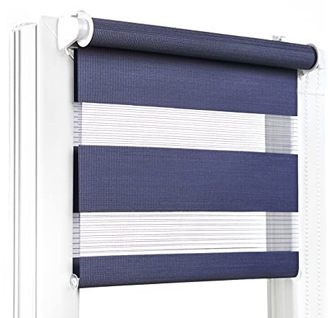 Fenster DEKOR - Rollos für Fenster Marineblau - Klemmfix Rollo ohne Bohren B110 x H150 cm - Doppelrollo mit Einer Breiten Auswahl an Größen und Farben - Blickdichte Rollos, einfach zu montieren