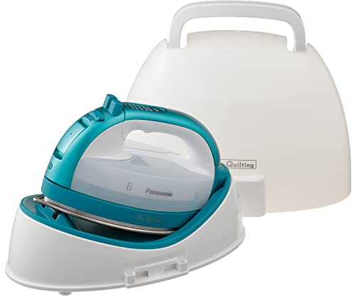 Panasonic Cordless Iron, Portable 360-Degree Freestyle Dry/Steam Iron with Precision Tips and Stainless Steel Soleplate, Anti-Calc and Anti-Drip, Power Base and Carrying/Storage - NI-QL1000G (Teal)