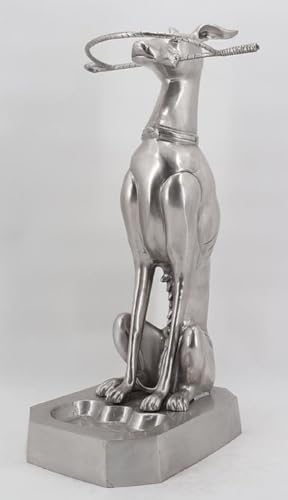 Casa Padrino Luxus Bronze Schirmständer Skulptur Windhund Silber 38 x 43 x H. 81 cm - Deko Bronzefigur - Luxus Kollektion