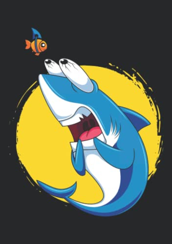 Notizbuch A5 dotted, gepunktet, punktiert mit Softcover Design: Hai mit Angst vor Haien Haiangst lustiger Hai Taucher: 120 dotted (Punktgitter) DIN A5 Seiten