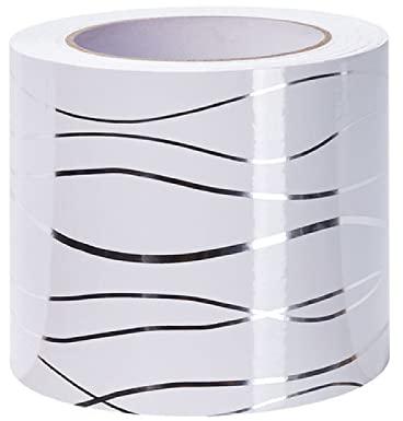 Dostear Bordure de papier peint Vague Blanche Décoration murale amovible Frise Murale Autocollant Papier Peint Autocollant imperméable en PVC Plinthe Autocollant 20cm X 500cm