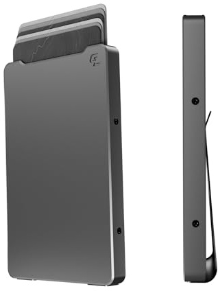 Groove Life Magnetische Geldbörse mit Daumenrille – minimalistisches niedriges Profil, Kreditkartenetui aus Aluminium mit RFID-Blockierung, Gun Metal / Geldklammer, Gun Metal / Geldklammer