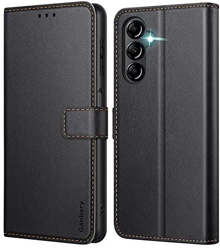 Ganbary Cover Compatibile con Samsung Galaxy A14 4G/ 5G, Premium Pelle PU Flip Libro Custodia [Protezione Completa] [Slot per Scheda] [Funzione di Supporto], Nero