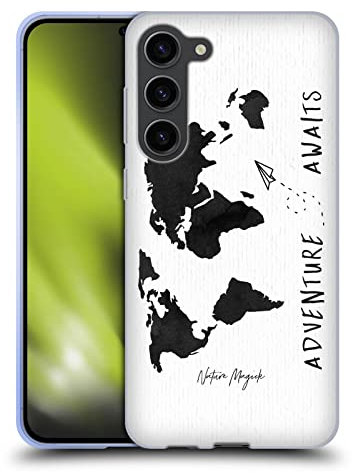 Head Case Designs Offizielle Nature Magick Minimal Maps Quote Adventure Awaits World Map 2 Soft Gel Handyhülle Hülle kompatibel mit Samsung Galaxy S23+ 5G
