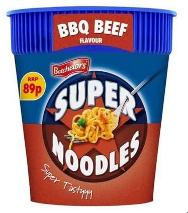 Batchelors Super Noodles Pot BBQ Beef 75g - Case of 8 (Price Marked)