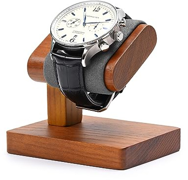 Woodten Solid Wood Single Watch Display Stand Wristwatch Holder Grey