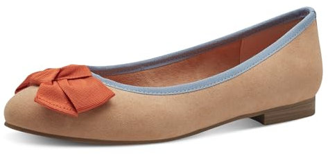 MARCO TOZZI Damen Ballerinas mit Schleife Vegan, Mehrfarbig (Biscuit Comb), 41 EU