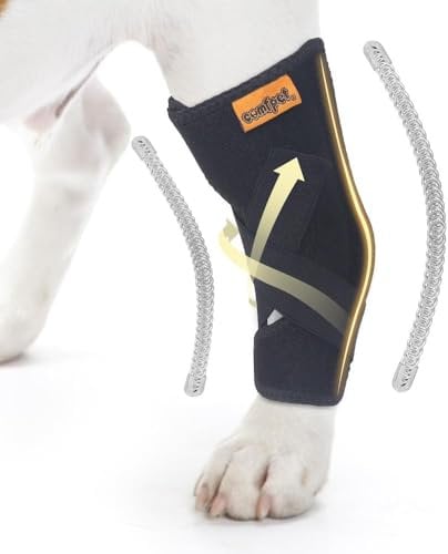COMFPET Dog Leg Brace for Rear Hock for Small Dogs (5-15 lbs), Adjustable Hind Leg Protector & Support Wrap for Chihuahua, Cocker Spaniel, Yorkie, Arthritis, ACL Tears & Lameness Relief - S