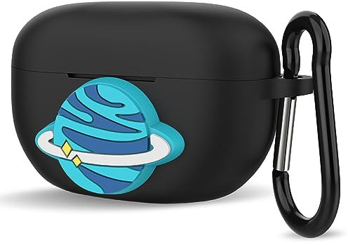 Geekria Silikon-Schutzhülle kompatibel mit Sony WF-1000XM5 True Wireless Earbuds, Schutzhülle für Kopfhörer, mit Schlüsselanhänger-Haken, Ladeanschluss zugänglich (schwarz)