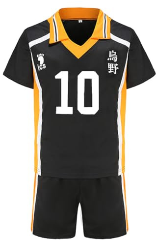 Jiumaocleu Haikyuu Cosplay Kostüm Hinata Shoyo Cosplay Outfit Shirt Shorts Karasuno High School Team Volleyball Uniform Anzüge Trainingsanzug für Jugendliche Erwachsene