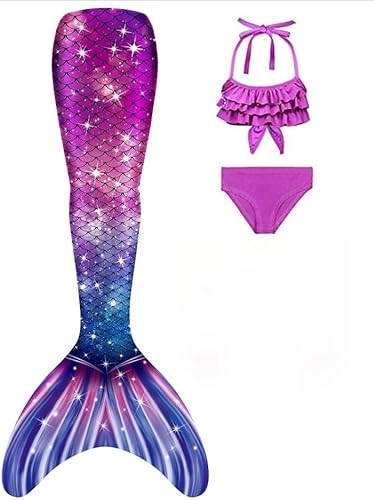 shepretty Meerjungfrauenschwanz zum Schwimmen für Kinder mit Meerjungfrauenschwanz(ohne Monoflosse),3PC,.,wpR8,140