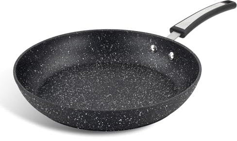 Scoville Xtra 28cm Frying Pan, Non Stick Frying Pan, Neverstick Coated, Suitable for All Hobs, Rapid Heat Conduction, Perfect for Frying Eggs, Ergonomic Handle, Aluminium, Black [Amazon Exclusive]