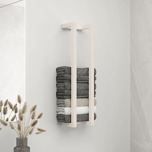 ARKEM Handtuchhalter Weiß 23x18x90 cm Massivholz Kiefer HandtuchstäNder Freistehend