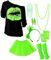 IDOTTA 80s Fancy Dress Costume Accessories Set,1980s T-Shirt Skirt Tutu Headband Gloves Earring Necklace Leg Warmers for Women Girls Party Retro Dress up