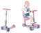 5-in-1 Kinder Roller Scooter mit Abnehmbarem Sitz, 3 PU Leuchtenden Räder, 4 Verstellbaren Höhen, Leicht zu Lenken, Bequeme Rückenlehne, Faltbarer Kinderroller für Mädchen Jungen 1-6 Jahre(Rosa)