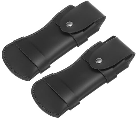 M METERXITY 2-Pack Knife Sheath for Belt, Portable PU Leather Belt Loop Folding Knife Sheaths, Belt Knife Holder for Outdoor/Bushcraft Camping/Fishing Horizontal Knife Sheath [Black]