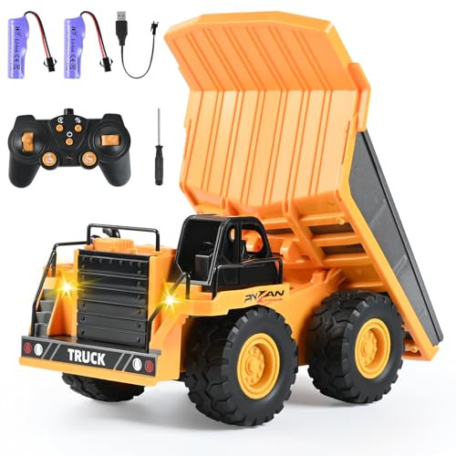 Weinsamkeit Camión Volquete Control Remoto, Vehículo Construcción RC para Niños, Cama Metal, Luces y Sonidos, Recargable, Juguete Eléctrico Transporte, Juguetes para niños de 3,4, 5, 6 y 7 años.