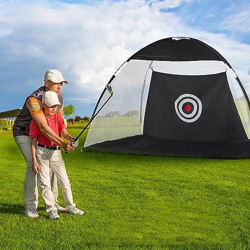 TUKAILAI Golf Practice Net with Carry Bag 10FT Foldable Hitting Mat for Backyard Driving Golf Hitting Nets for Kids Men Women Indoor Outdoor Garden