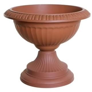 shopior Flower and Herb Plastic Urn Pots | Hourglass Shape - Indoor Outdoor Decor | Wall Planters | Plant Pots for Succulents and more | Urn Flower Pots for Garden, Balcony - 42cm (1, Terracotta)