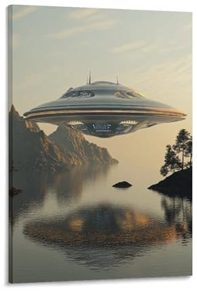DHBANEIOK UFO Poster Gemälde Poster Für Büro Klassenzimmer Leinwand Moderne Leinwand Wandkunst 16x24inch(40x60cm)