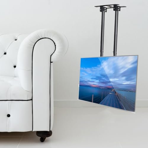 Soporte ajustable para TV – Soporte de techo para TV, soporte de TV de pantalla individual de 2 postes, soporte de TV inclinable para televisores de 55 a 120 pulgadas, soporte de techo máximo de 900 x