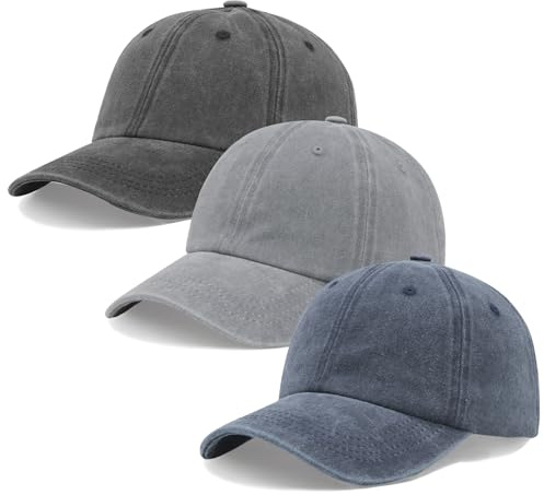 Hatwell Casquettes de Baseball Unisexe, 3 Pack, réglable lavé | Protection solaire, Pour golf et travail, Pour hommes femmes