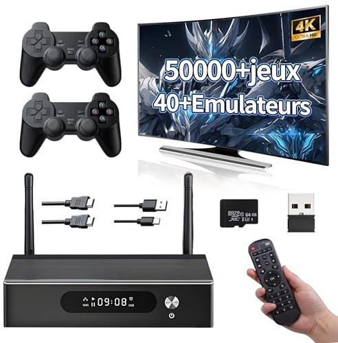 Super Console X3 Pro Console d'émulation Portable 64G, Console de Jeux Vidéo Rétro avec 50000+ Jeux Rétro 40+ Émulateurs avec EmuELEC4.6& Android & CoreELEC,2 manettes, Support WiFi
