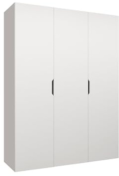 Mirjan24 Kleiderschrank mit Einlegeböden und Kleiderstange Midere 150, Vielseitiger Drehtürenschrank, Elegantes Kleiderschrank 3-türig (Weiß)