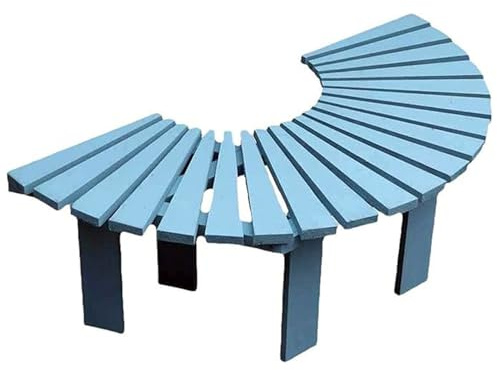 Halbrunde Baumbank, Wetterfestes Terrassenmöbel aus Massivholz für Veranda, Hinterhof und Park(Blau)