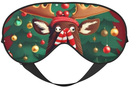 Lustiger Weihnachts-Elchaufdruck, bequem, Schlafmaske, für Herren und Damen, leicht, für Reisen, Nickerchen, Meditation, Yoga, Arbeit