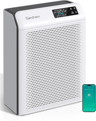 Luftreiniger für Allergiker, CADR 300 m³/h mit H13 HEPA Filter gegen Pollen, Staub, Tierhaare & Gerüche, Luftqualitätssensor mit Automatikmodus, Smart APP, Ionisator & UV-C für Schlafzimmer