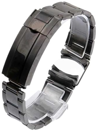 POYNMRE Uhrenarmband kompatibel mit Rolex Daytona Water Ghost Submariner Uhrenzubehör Bandkette 20 mm 21 aus massivem Edelstahl(Noir,20mm)