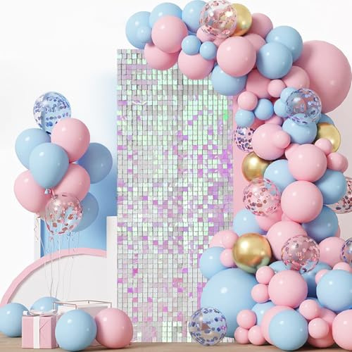 MSDADA 12 Stück Irisierendes Rosa Pailletten Panel, 30x30 cm Kompakter Deko Hintergrund 90x120 cm für Party Deko, Geburtstagsdeko, Fotowand