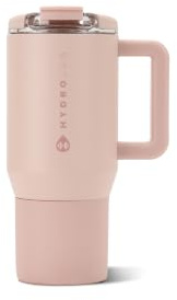 HydroJug Coffee Traveler 20 oz - Leak-Resistant, Ceramic-Lined Insulated Travel Coffee Mug for Hot or Cold Drinks with Flip Lid & Handle, Dishwasher Safe Coffee Tumbler, Dusty Rose