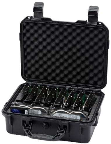 Hard Drive Case, 10-Bay Protection HDD Storage Box Suitcase, fit for 3.5 HDD