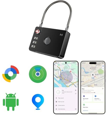 MiLi Candado inteligente para maleta con tracker, candado de viaje aprobado por TSA, compatible con iOS Buscar & Google Localizador App, candado con combinación para maleta, mochila y funda para arma