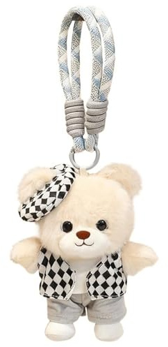 KUKUShining Teddybär Schlüsselanhänger Plüsch, Bär Anhänger Taschenanhänger Kuscheltier Niedlicher Rucksackanhänger Plüschtier Puppe(Type-4)