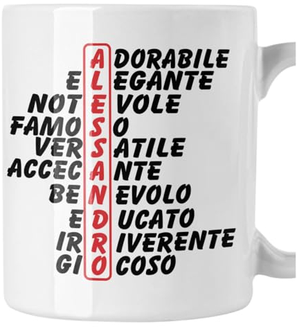 bubbleshirt Tazza Mug divertente con nome Alessandro e aggettivi simpatici Idea Regalo Compleanno Natale in ceramica