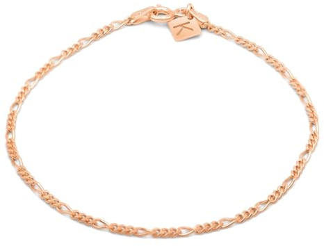 KEZEF Italian Sterling Silver 2mm Figaro Chain Bracelet