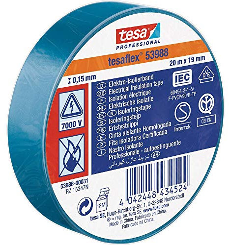 tesa Cinta aislante Azul (20 m x 19 mm)