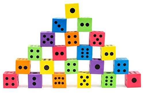 THE TWIDDLERS 24 Große Schaumstoffwürfel Flüsterwürfel Lernspielzeug für Kinder, 4cm - Weich & Stabil - Kindergarten, Schule, Klassenzimmer, Mathespiele, Zählen
