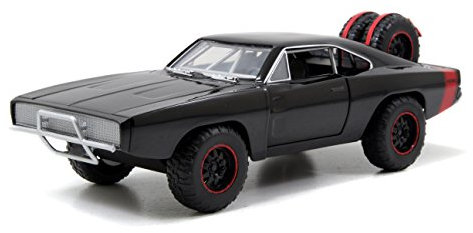 Jada Toys Fast & Furious Dom's 1970 Dodge Charger Offroad - Modelo de Tuning a Escala 1:24, Puertas Abiertas, capó, Color Negro