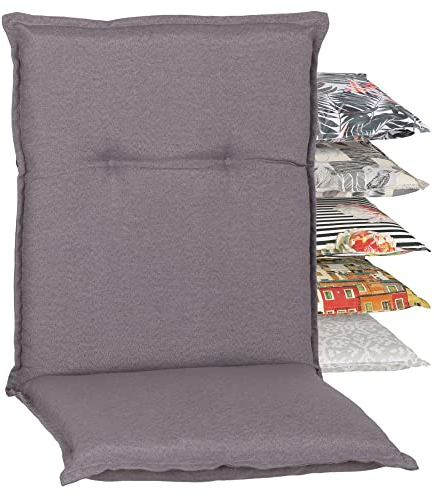 Beo Gartenstuhlauflage Niedriglehner Wasserabweisend Turin | Made in EU Premium-Qualität | Niedriglehner Auflagen UV-beständig und waschbar | Atmungsaktive Stuhlauflage Niedriglehner in Grau, Hellgrau