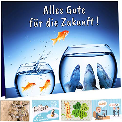 Kulinu 64749 - XXL A4 Abschiedskarte Kollegen - Edle Abschiedsgeschenk Karte - Lustiges Geschenk für Abschied Jobwechsel Ruhestand Pension Rente Büro Mitarbeiter Kollege Kollegin Freunde Chef