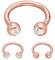Treuheld® | Rosegoldenes Hufeisen Piercing Ring mit Kristallen - [19.] 1.2 x 8 mm (Kugeln: 4mm) - klar/durchsichtig