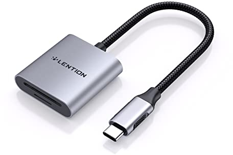 LENTION USB C to SD/Micro SD Card Reader, Type C SD 3.0 Card Adapter Compatible 2022-2016 MacBook Pro 13/15/16, New Mac Air/iPad Pro/Surface, Samsung S20/S10/S9/S8/Plus/Note, More (C8, Space Gray)