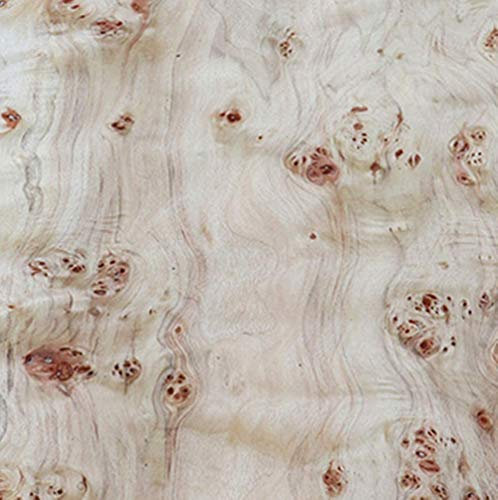 Aibote Feuille de Restauration de Placage de Bois de ronce de Peuplier Fait à la Main, Matériau de Bricolage en Bois Naturel (taille globale:30x200CM ; épaisseur : 0,25 mm) (coupe à plat)