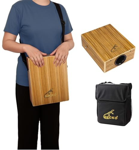 GECKO Travel Cajon - Wooden Percussion Box Drum with Carrying Bag